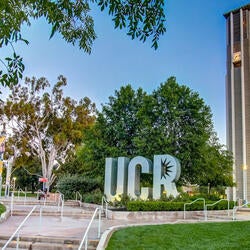 UCR sign with bell tower