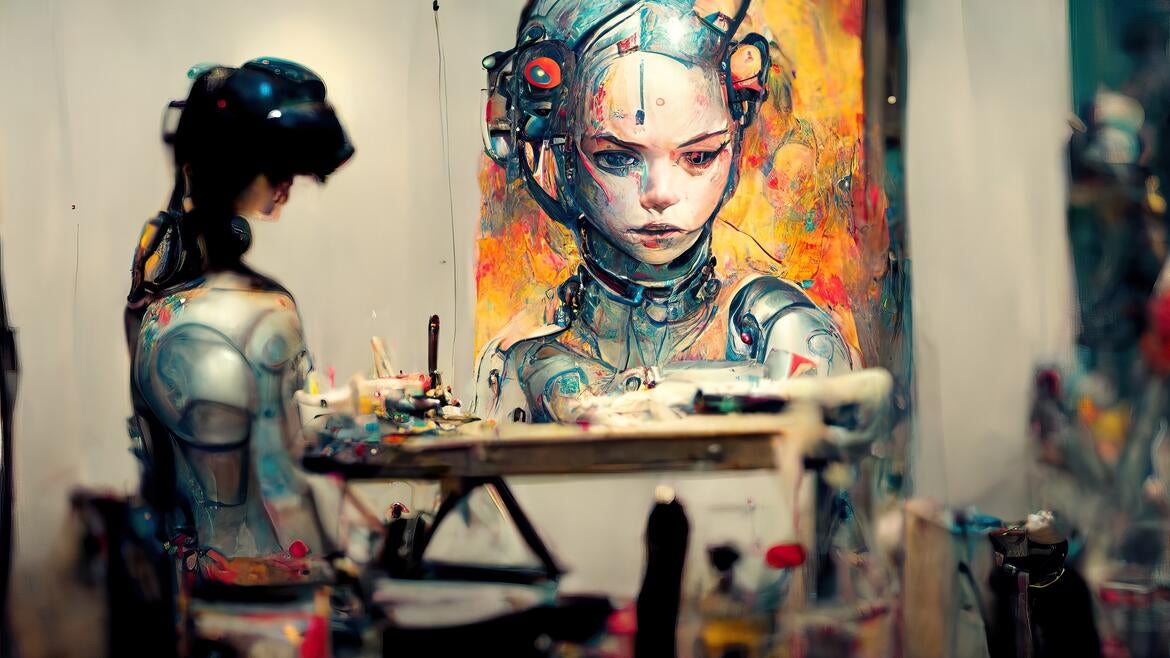 AI and art technology stock photo