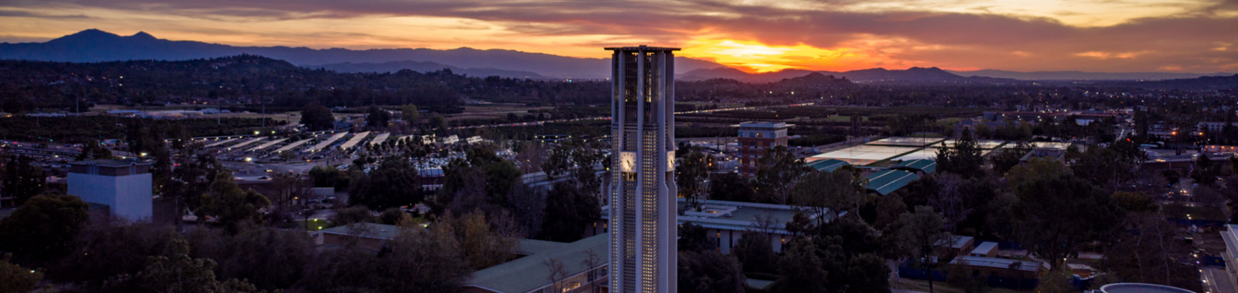 UCR aerial view with sunset