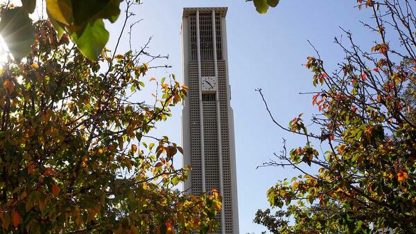 Fall colors, Bell Tower, CNAS Scholarships 2021-2022 (c) UCR/Stan Lim