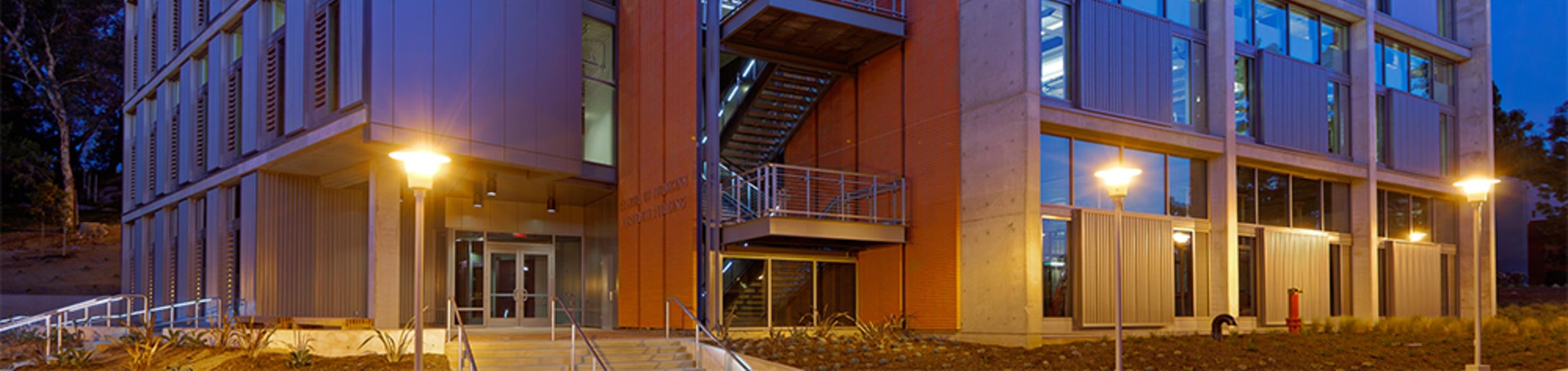 SOM research building at night