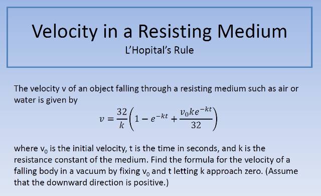 Velocity in a Resisting Medium 640