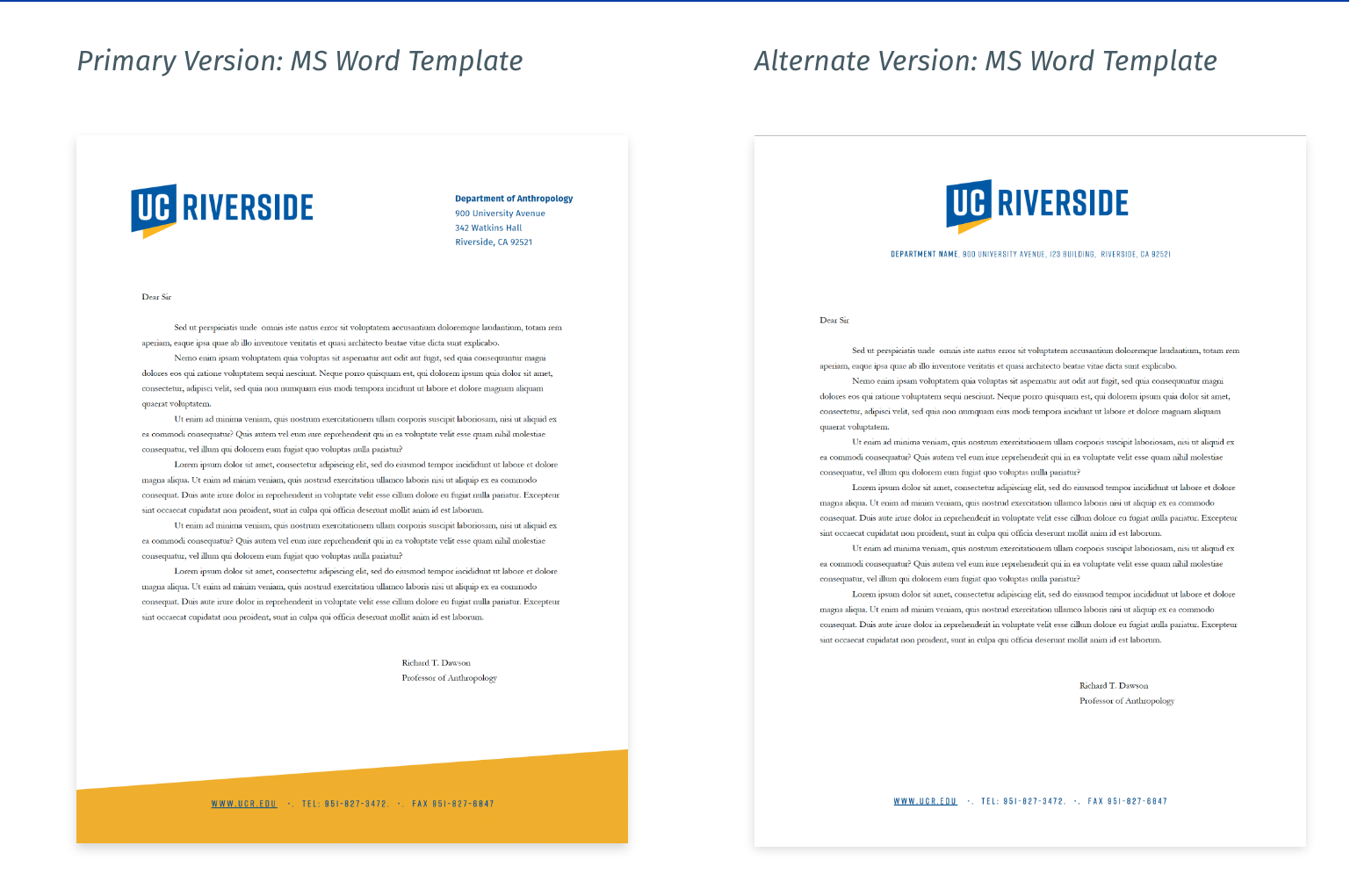 UCR Letterhead Word Template Primary