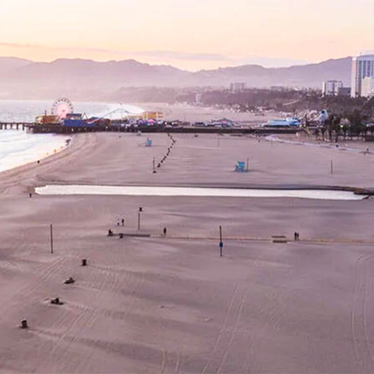 Santa Monica beach, CA, during lockdown