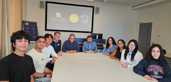 Students participated in a lecture at the Oxford Said Business School on entrepreneurship.