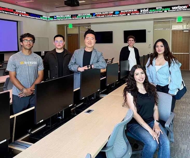Professor Rich Yueh (center) with students from his course using Google's NotebookLM