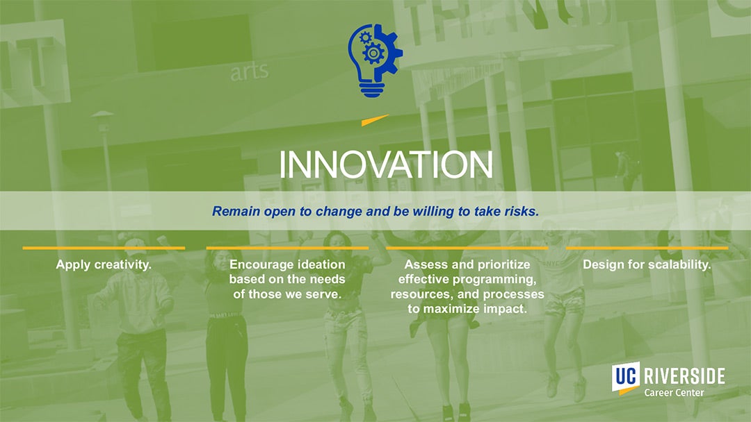 Career Center Core Values Slide 5 – Innovation