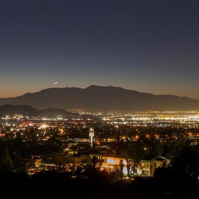 Comet Neowise over UC Riverside at night