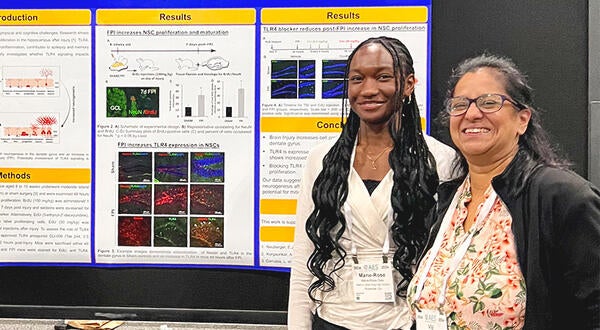 Marie-Rose Osei and Claire Van Der Linden with UCR Professor Viji Santhakumar - UCR Department of Molecular Cell and Systems Biology