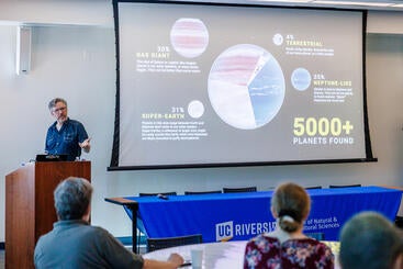Stephen Kane speaking at the RUSD Earth and Planetary Sciences Symposium.