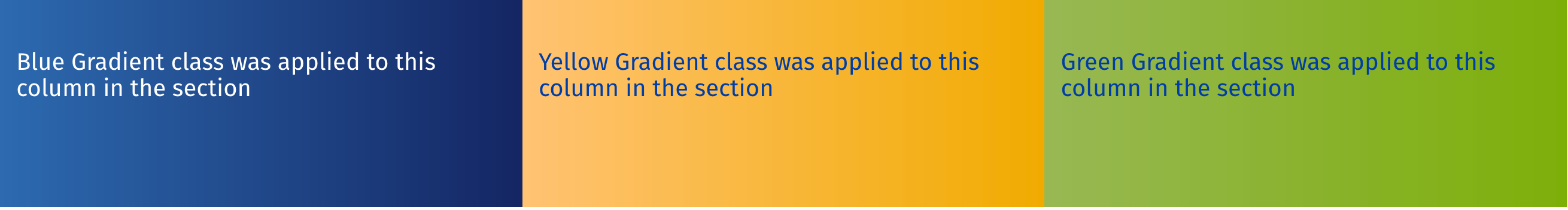 3 columns with gradient backgrounds