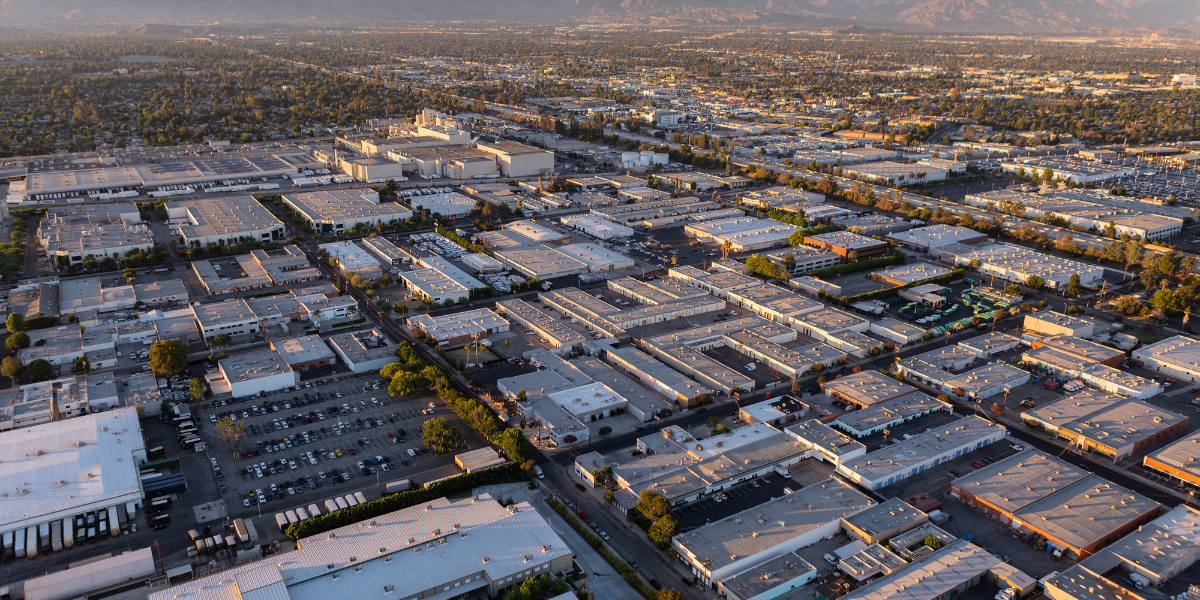 Aerial of warehouses