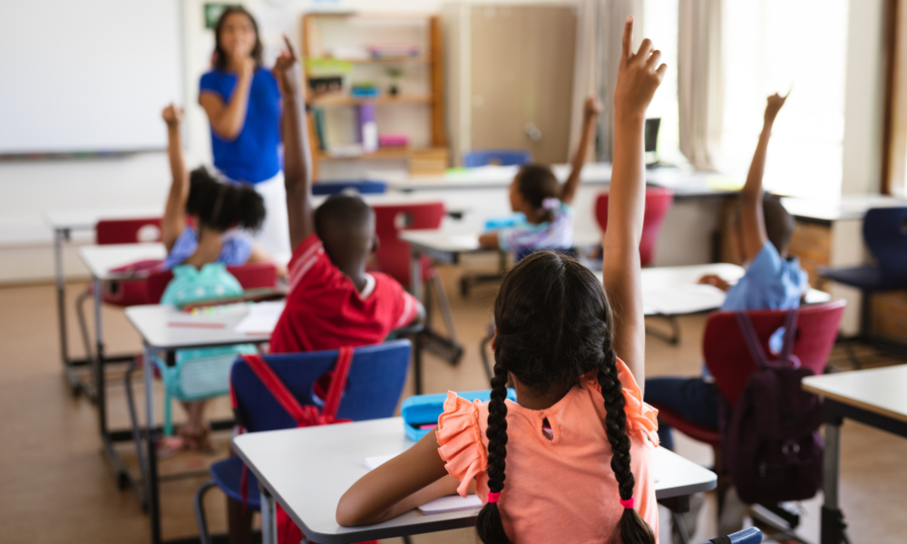 Students in an elementary school classroom