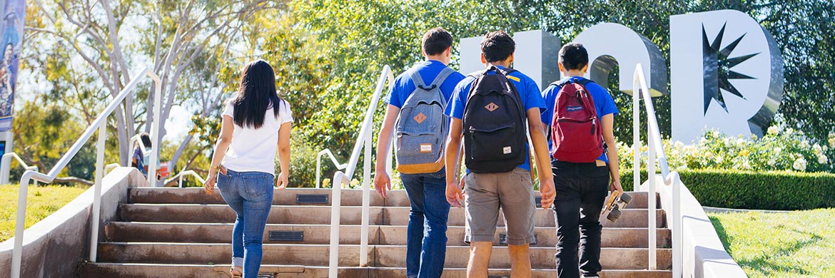 Students Walking Up Stairs From HUB