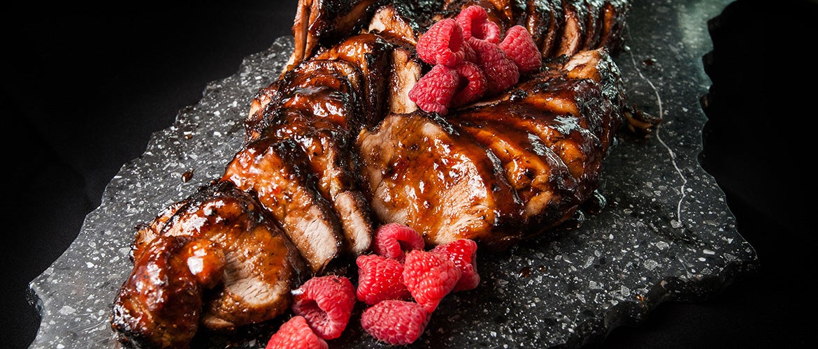 Citrus Grove Food Plate meat and raspberries 