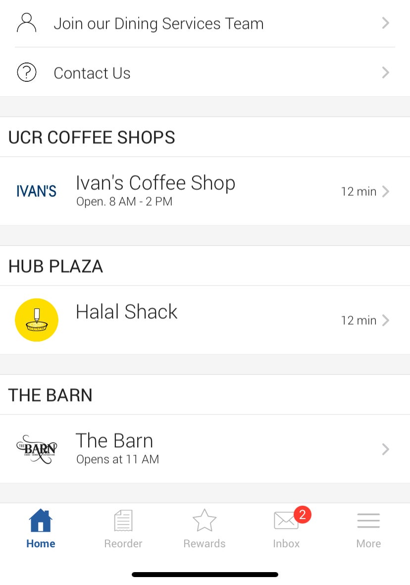 UCR mobile ordering options
