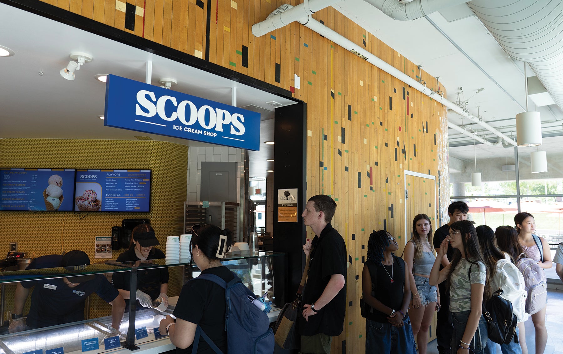 Students wait in line for Scoops