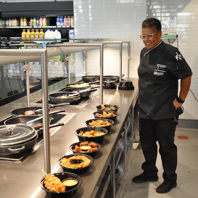 Chef Lanette Dickerson with Noods bowls