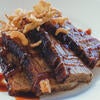 Glasgow BBQ ribs with crispy onion strings