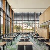 Glasgow indoor atrium with students eating