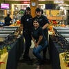 Student workers at a dining event.