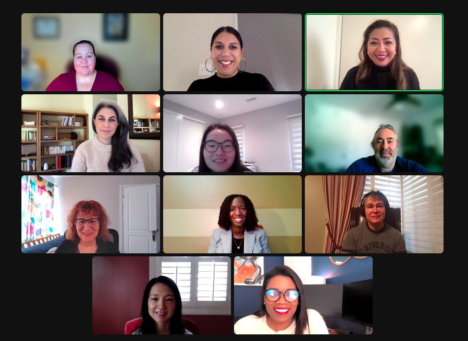 11 equity advisors smiling in a  zoom meeting