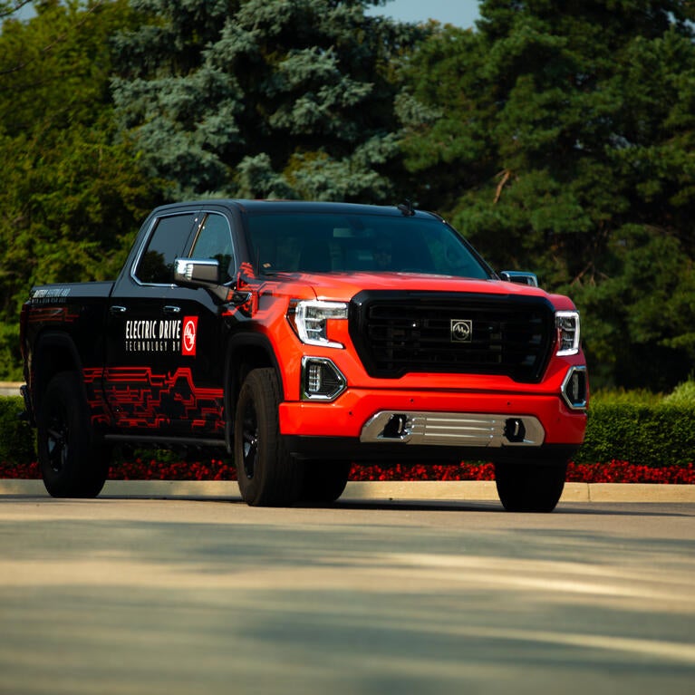 Red Truck that represents a AAM Vehicle 