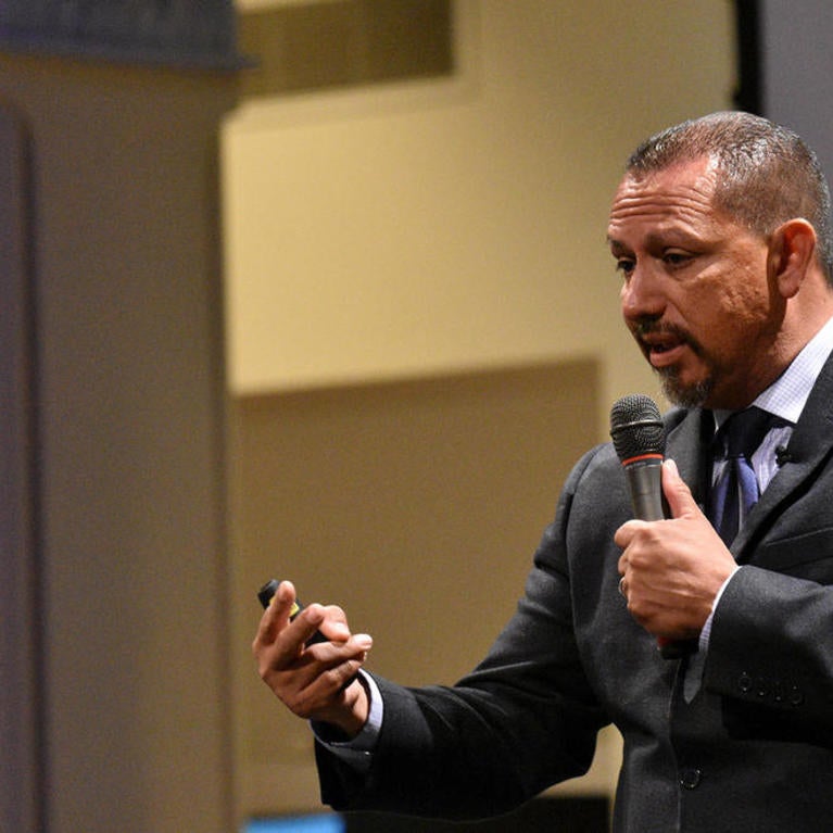 Louie Rodriguez presenting at the GSOE 50th Anniversary event