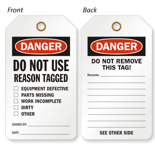 Example of a long-term lockout tag