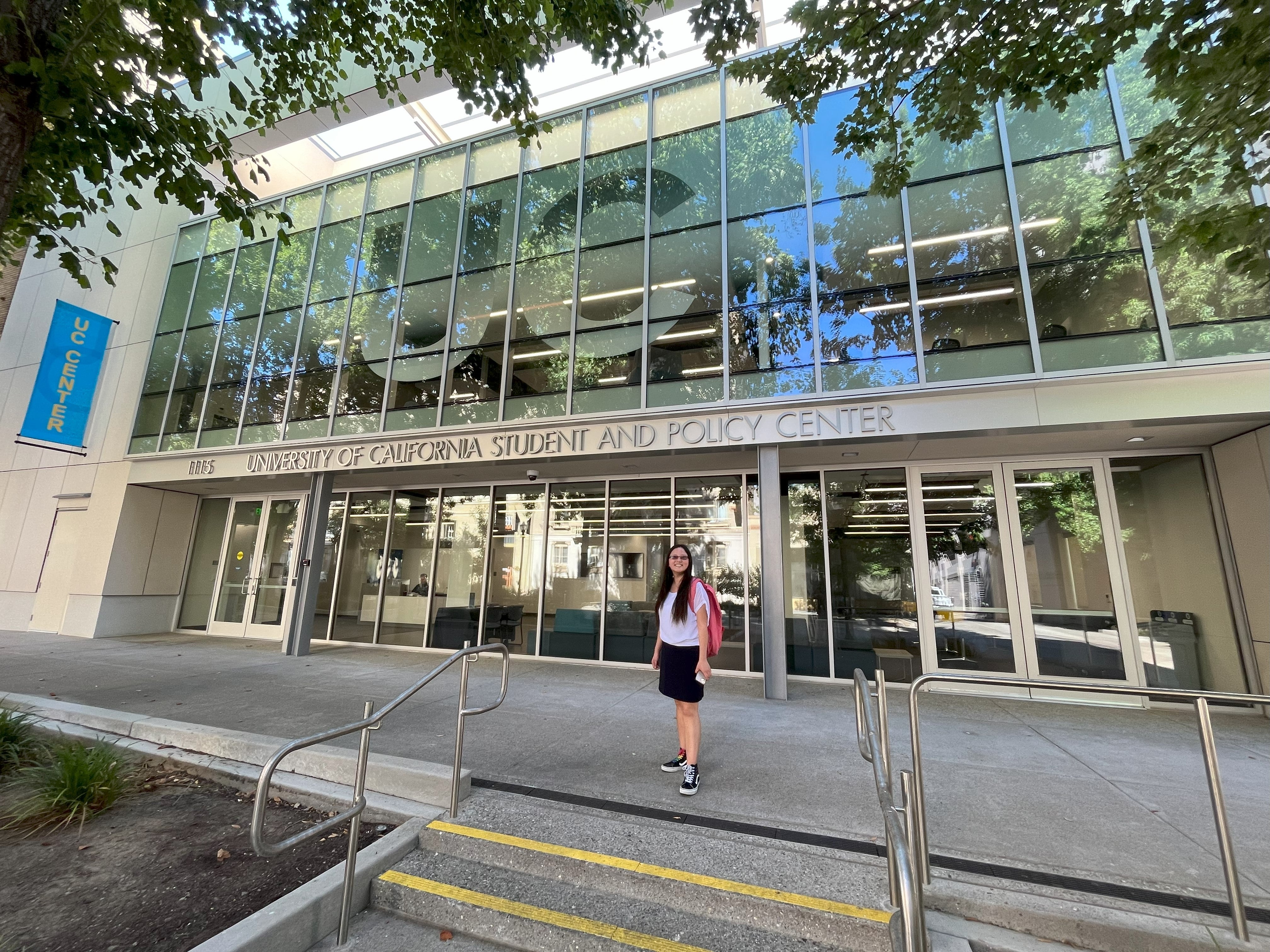 Allison Wang in front of UCCS building