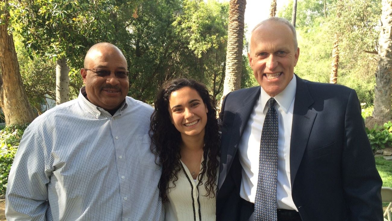 crf student with mentor and chancellor