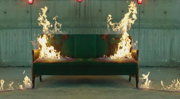 Couch on fire
