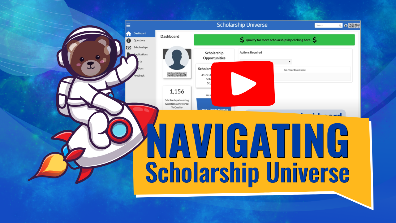 Navigating Scholarship Universe Tutorial on YouTube