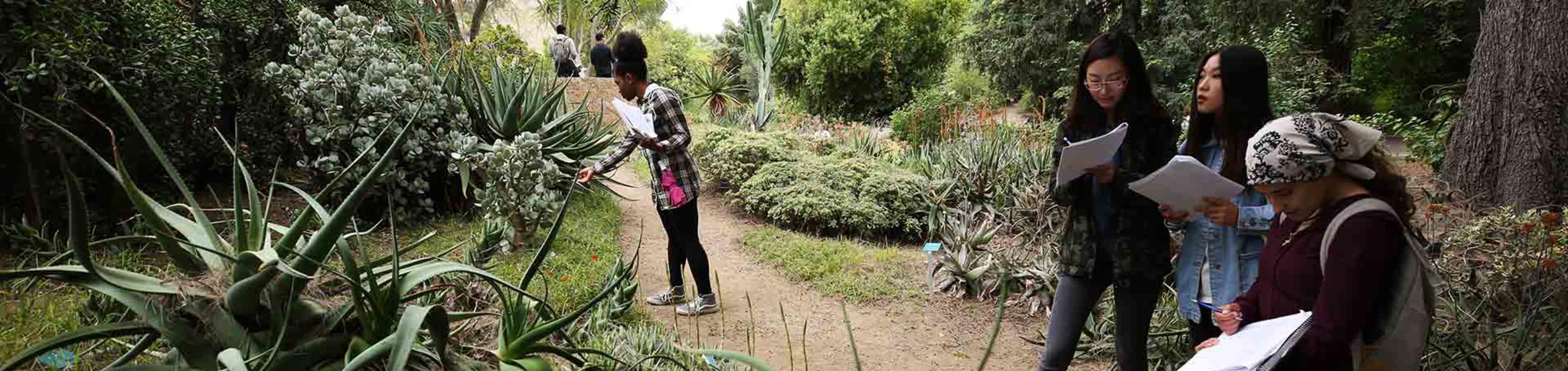 UCR Botanic Gardens, students taking notes (c) UCR / Stan Lim