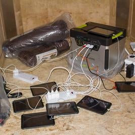 Evening field charging using a Goal Zero Yeti 1250 in our department trailer.