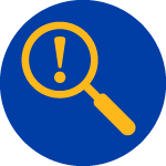 Icon of a magnifying glass focusing on an exclamation point.