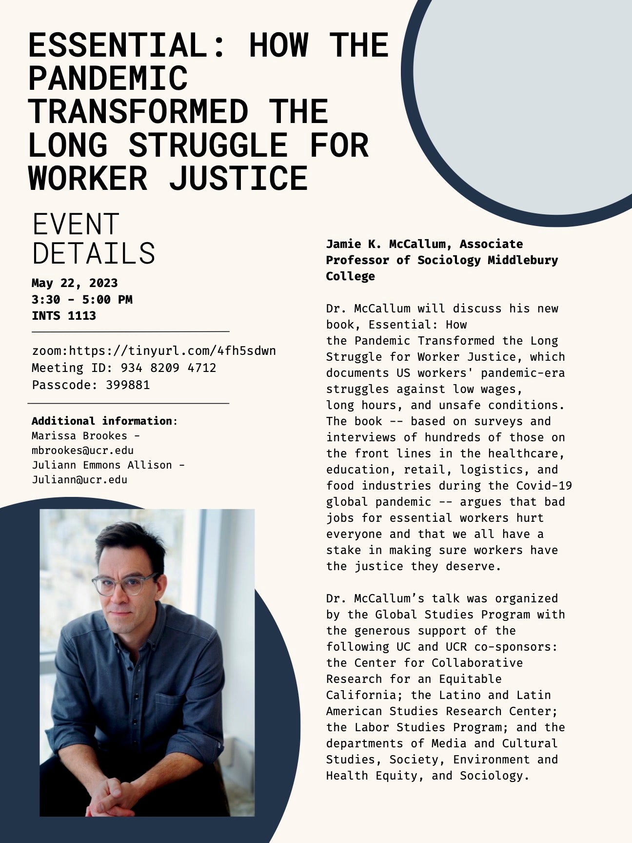 Jamie McCallum Pandemic Labor Justice Talk