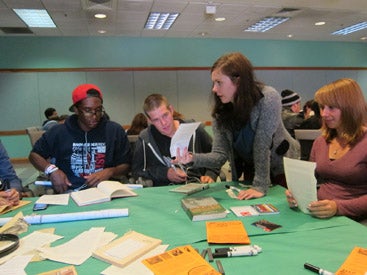 group of college students making art projects