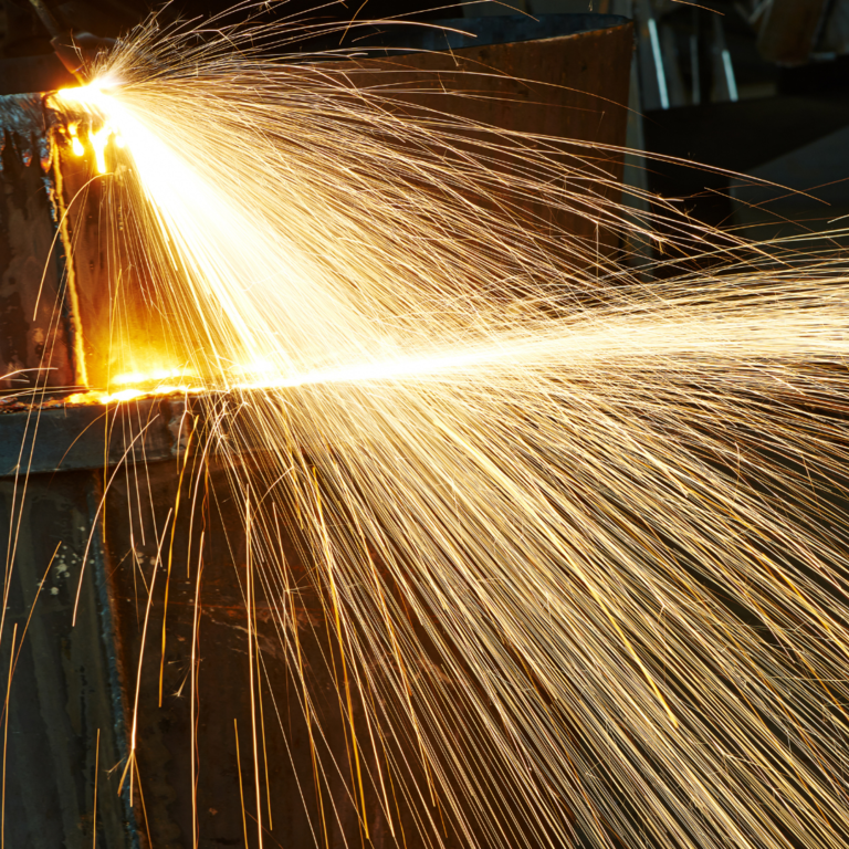 Torch cutting and sparks