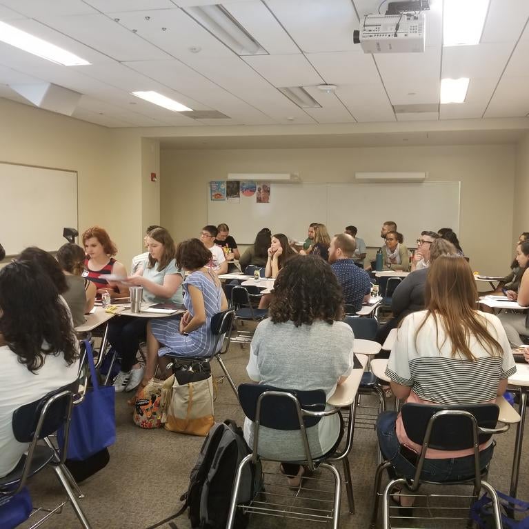A classroom full of students 