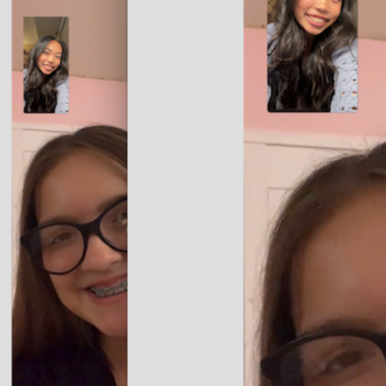 Katelyn Nguyen (top left) during a FaceTime call with her mentee, Giselle. (Photo courtesy of Katelyn Nguyen)