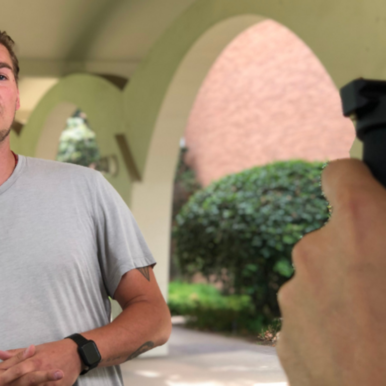 Marvin Strauch Being Filmed for College Tour Episode