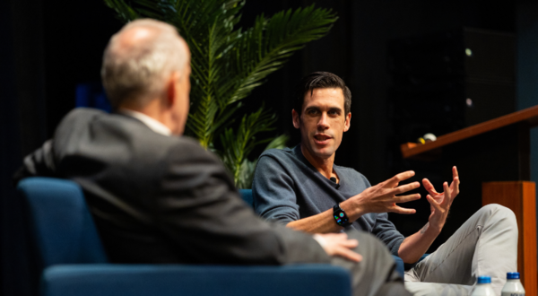 Best selling author Ryan Holiday and UCR Chancellor Wilcox in conversation