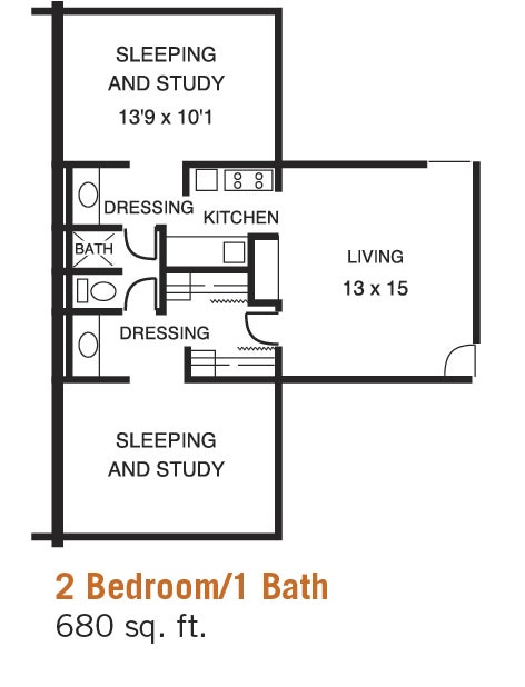 Bannockburn Village 2Bed/1Bath Floor Plan