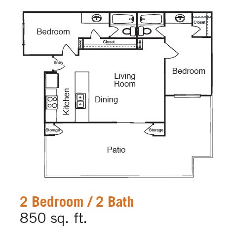 Falkirk 2 Bed/2Bath Floor Plan