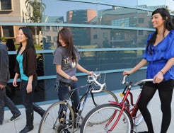 Students on bikes