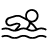 Black outline of an icon with a swimmer in water depicting more energy