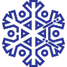 Blue outline of a snow flake icon.