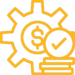 A system icon with a money sign and coins with a check sign