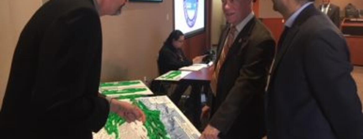 David Oglesby, professor and chair of the earth sciences department, speaks with Congressman Jerry McNerney